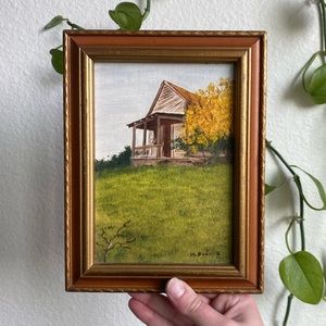Vintage Cabin in the Field Original Painting